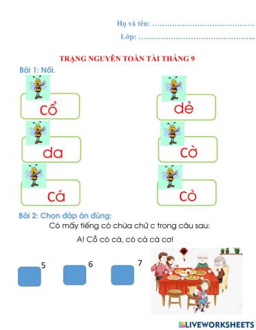 Bài tập cuối tháng 9