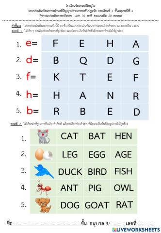 ภาษาอังกฤษ  (อนุบาล3)