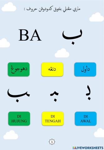 Latihan Mengenal Bentuk Kedudukan Huruf : 02.Ba