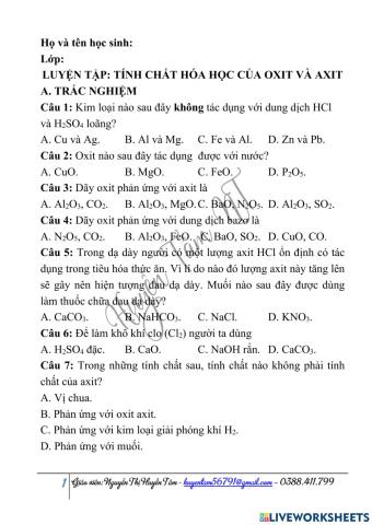 9-5-luyện tập tính chất hóa học o, a