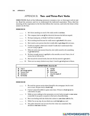 Toefl itp :two and three part verbs