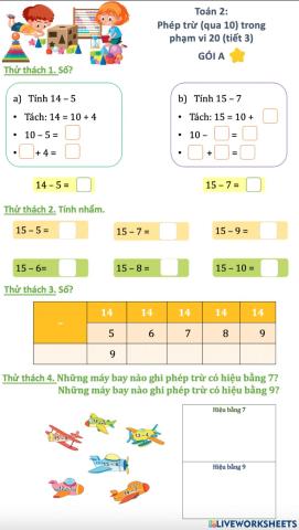 Gói A - Phép trừ (qua 10) trong phạm vi 20 (tiết 3)