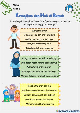 Worksheet PKN : Hak dan Kewajiban Anggota Keluarga