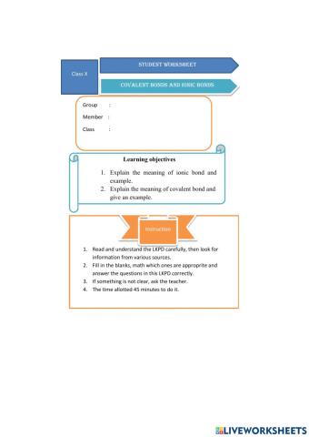 Covalent bond and ion bond