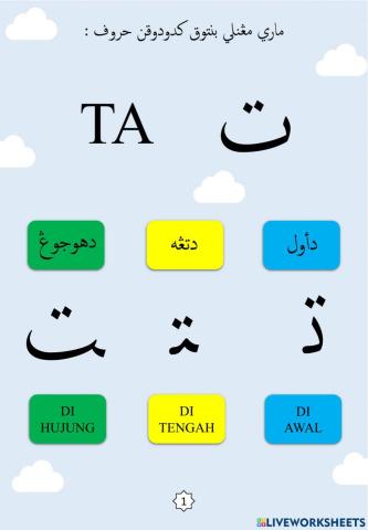 Latihan Mengenal Bentuk Kedudukan Huruf : 03.Ta