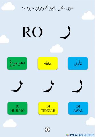 Latihan Mengenal Bentuk Kedudukan Huruf : 10.Ro