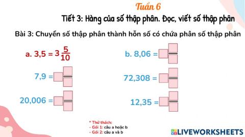 Đọc, viết. Hàng của số thập phân