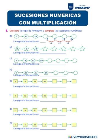 Sucesiones numéricas con multiplicación