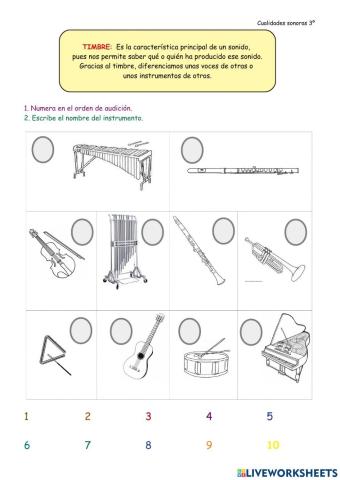 Timbre: Identifica los instrumentos