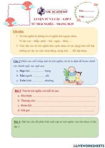 Ltvc - từ trái nghĩa - trang 39