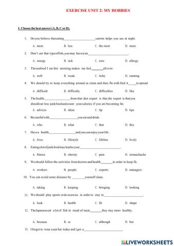 Exercise Unit 2:My hobbies