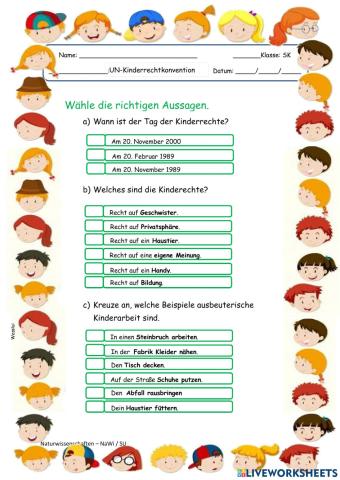 Kinderrechte: Multiple Choice