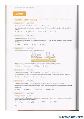 5.2 Równania - zadania