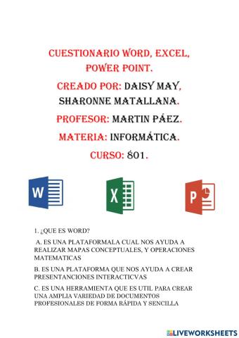 Excel, Word y Power Point