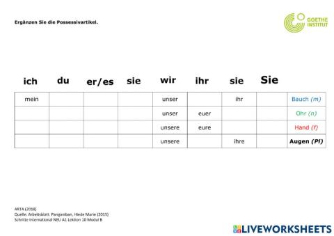 Possessivartikel (komplett)