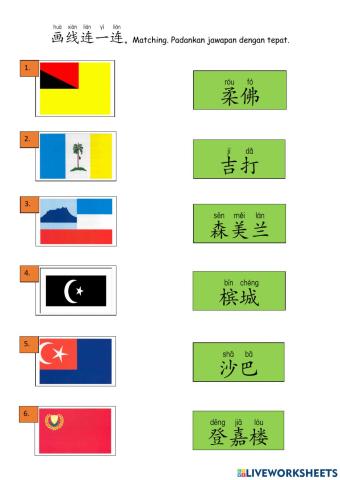 Bahasa Cina SK Tahun 5 - Unit 8 - Negeri - Lembaran kerja - 8.10.2021