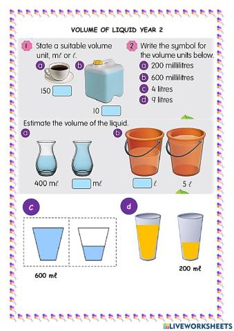 Volume of liquid year 2