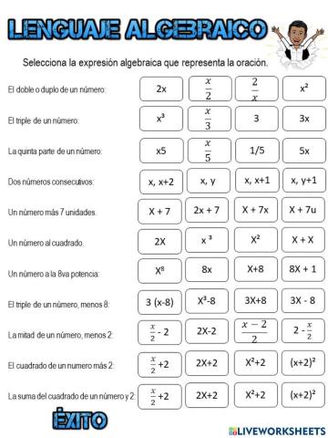 Lenguaje algebraico