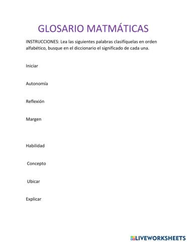 Glosario matemáticas
