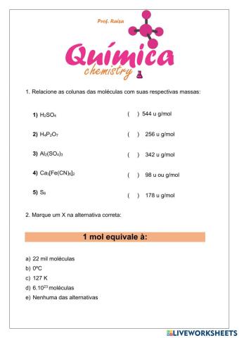 Massa molecular - 2º ano