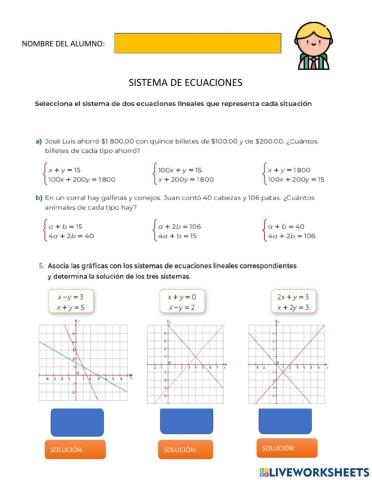 Sistema de ecuaciones. método gráfico
