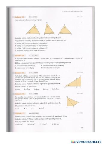 7.3 Geometria na płaszczyźnie - zadania