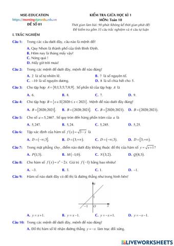 Toán 10 - Kiểm tra giữa kì 1