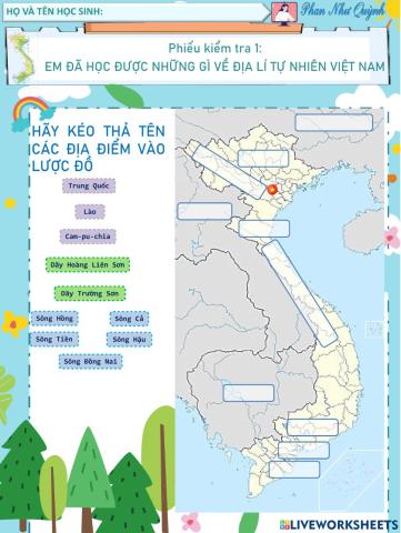 Địa lí 5: Phiếu kiểm tra 1