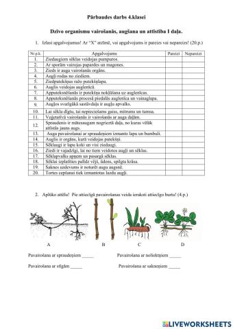 Dzīvo organismu vairošanās, augšana un attīstība I daļa.