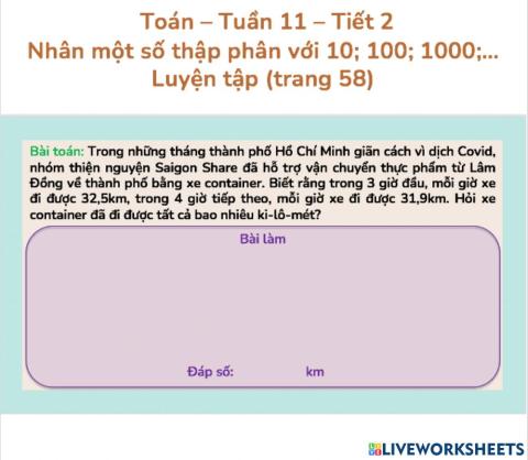 Nhân một số thập phân với 10, 100, 1000,....