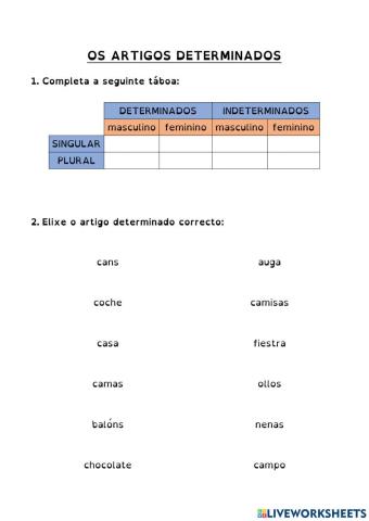 Os artigos determinados