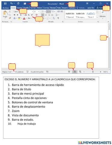 Partes de la ventana de word