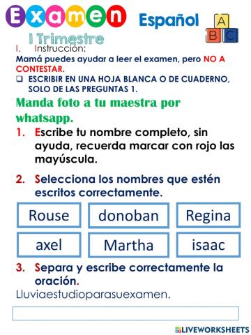 Examen alfabéticos