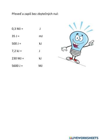 Energie - převody jednotek