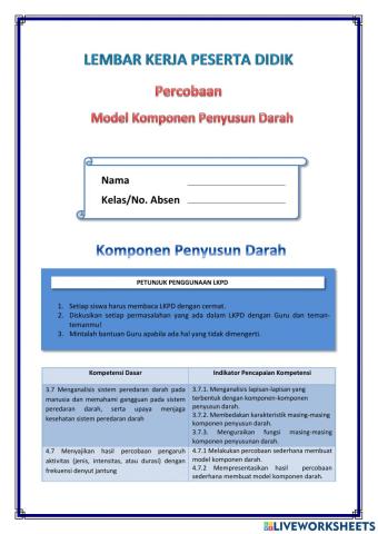 LKPD Komponen Penyusun Darah