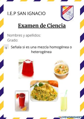 Examen mensual de Ciencia y Tecnología