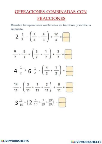 Operaciones combinadas con fracciones