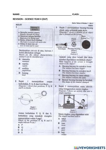 Revision science year 4