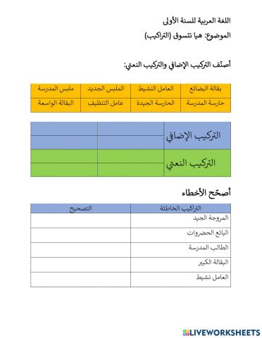 التركيب الإضافي والتركيب النعتي- -هيا نتسوق