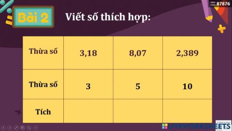 Nhân số thập phân với số tự nhiên