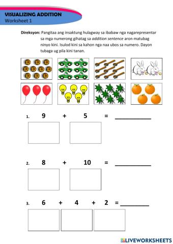 Visualizing Addition Worksheets