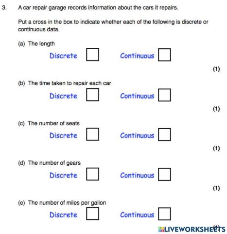 Continuous & Discrete Data