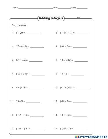 Adding Integers