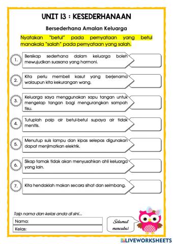 P.Moral Thn 2 : Kesederhanaan (Mengamalkan Sikap Sederhana dalam Keluarga)