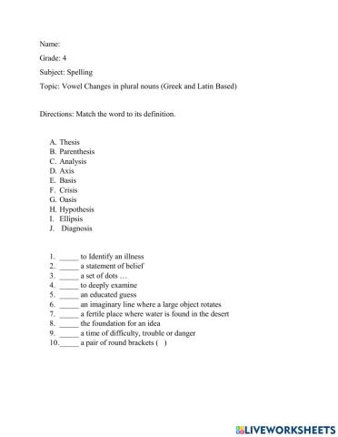 Vowel Changes in Plurals