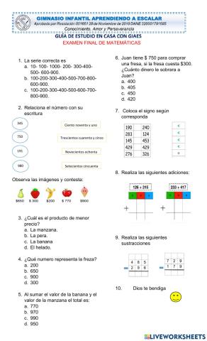 Examen final de matematicas