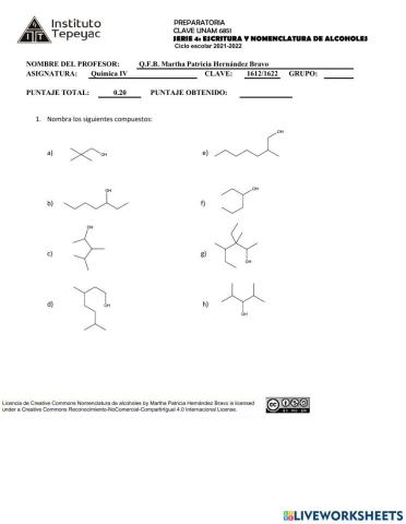 Nomenclatura de alcoholes