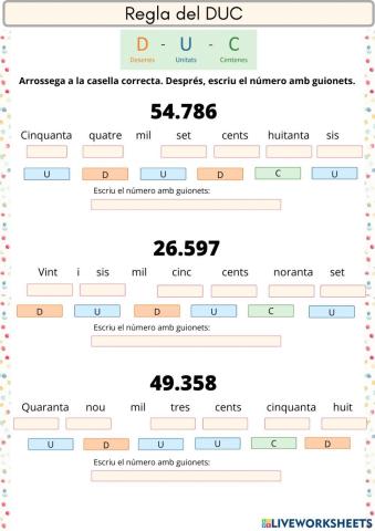 Regla del DUC - 5 xifres