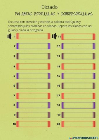 Palabras Esdrújulas y Sobreesdrújulas