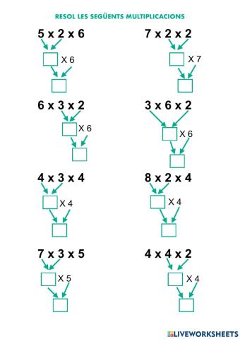 Multiplicacions tres factors